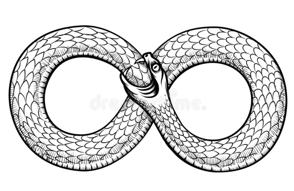 Ouroboros symbol representing eternal cycle of healing and renewal